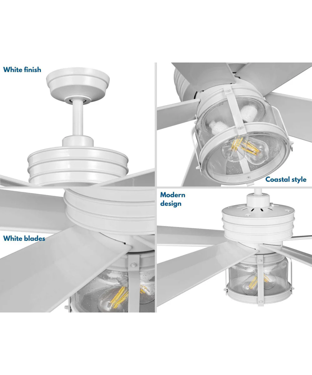 Midvale 5-Blade White 56-Inch Coastal Indoor/Outdoor Ceiling Fan Satin White - Image 8
