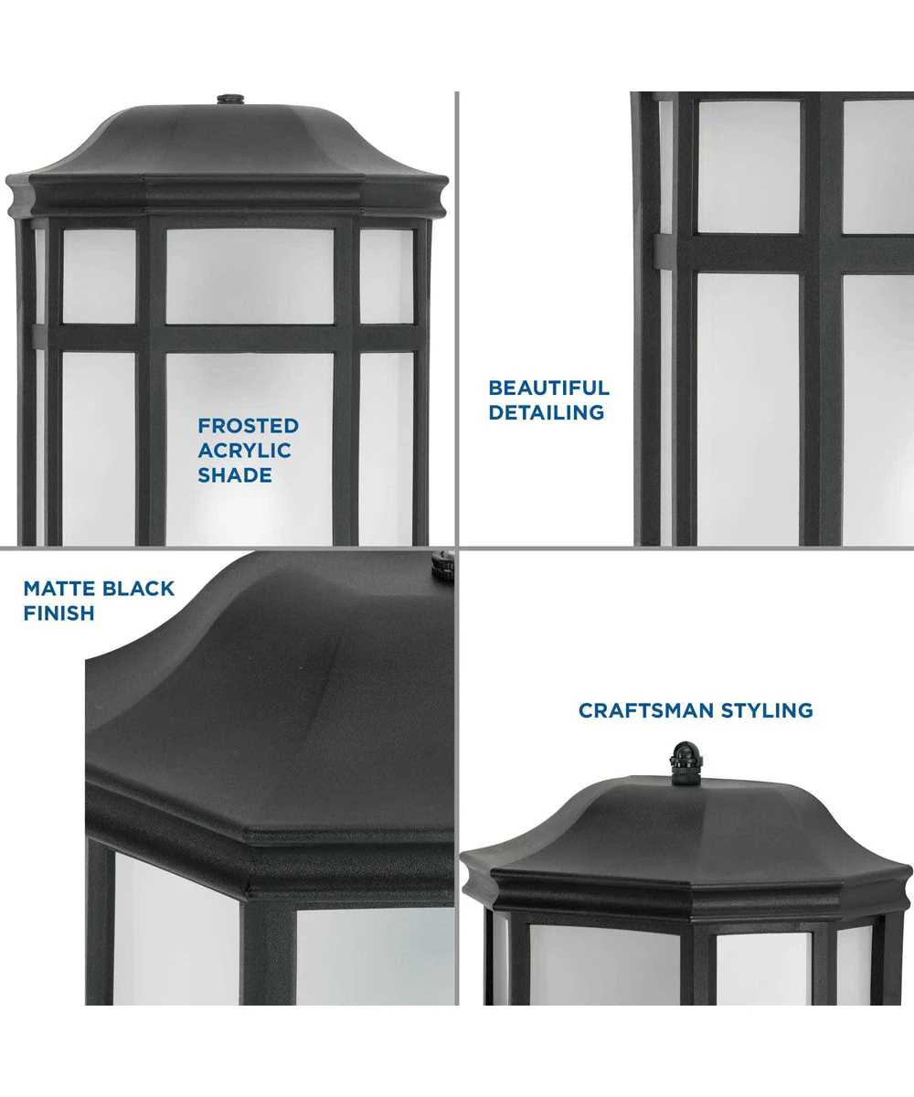Milford Non-Metallic Lantern  1-Light Frosted Shade Traditional Outdoor Wall Lantern Light Textured Black - Image 3