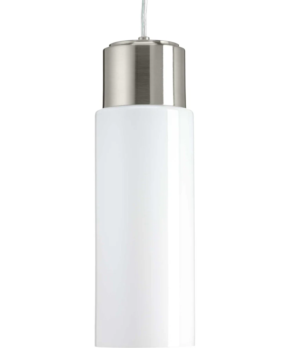 Neat LED 1-Light Glossy Opal Glass Coastal Pendant Light Brushed Nickel