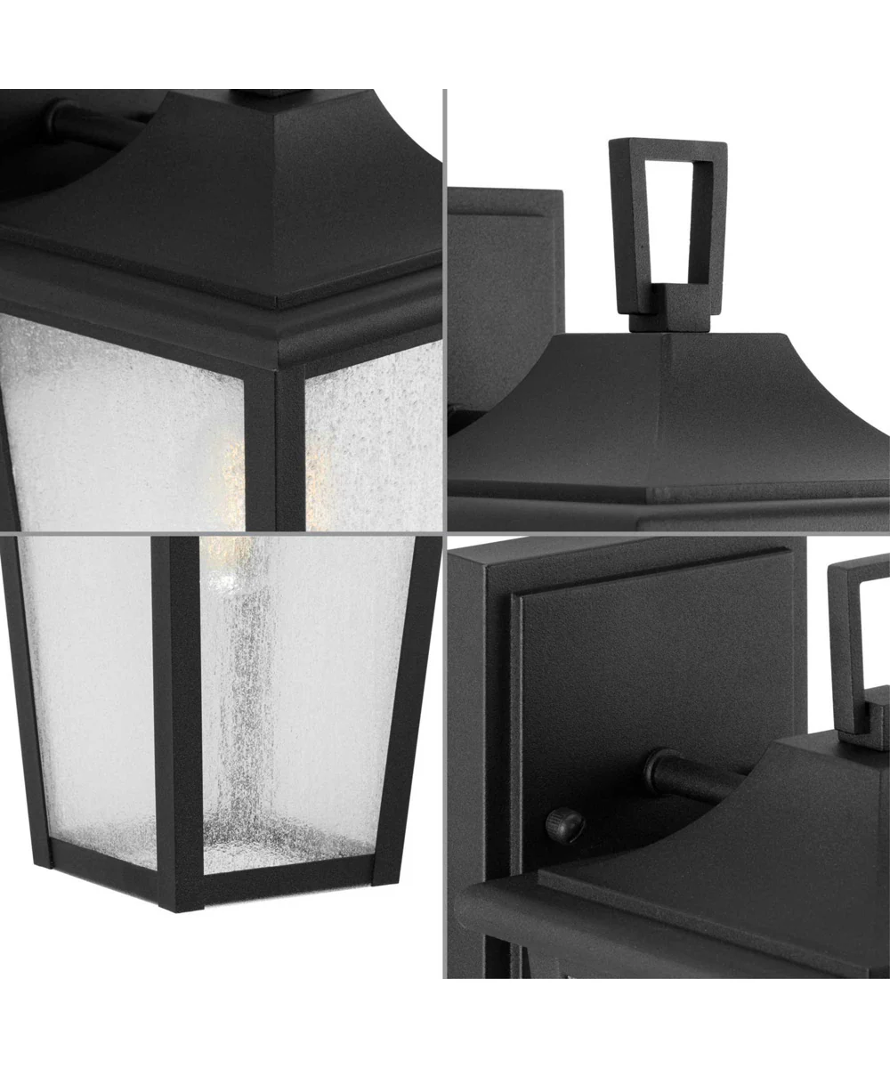 Padgett 1-Light Transitional Clear Seeded Glass Outdoor Wall Lantern Textured Black - Image 5