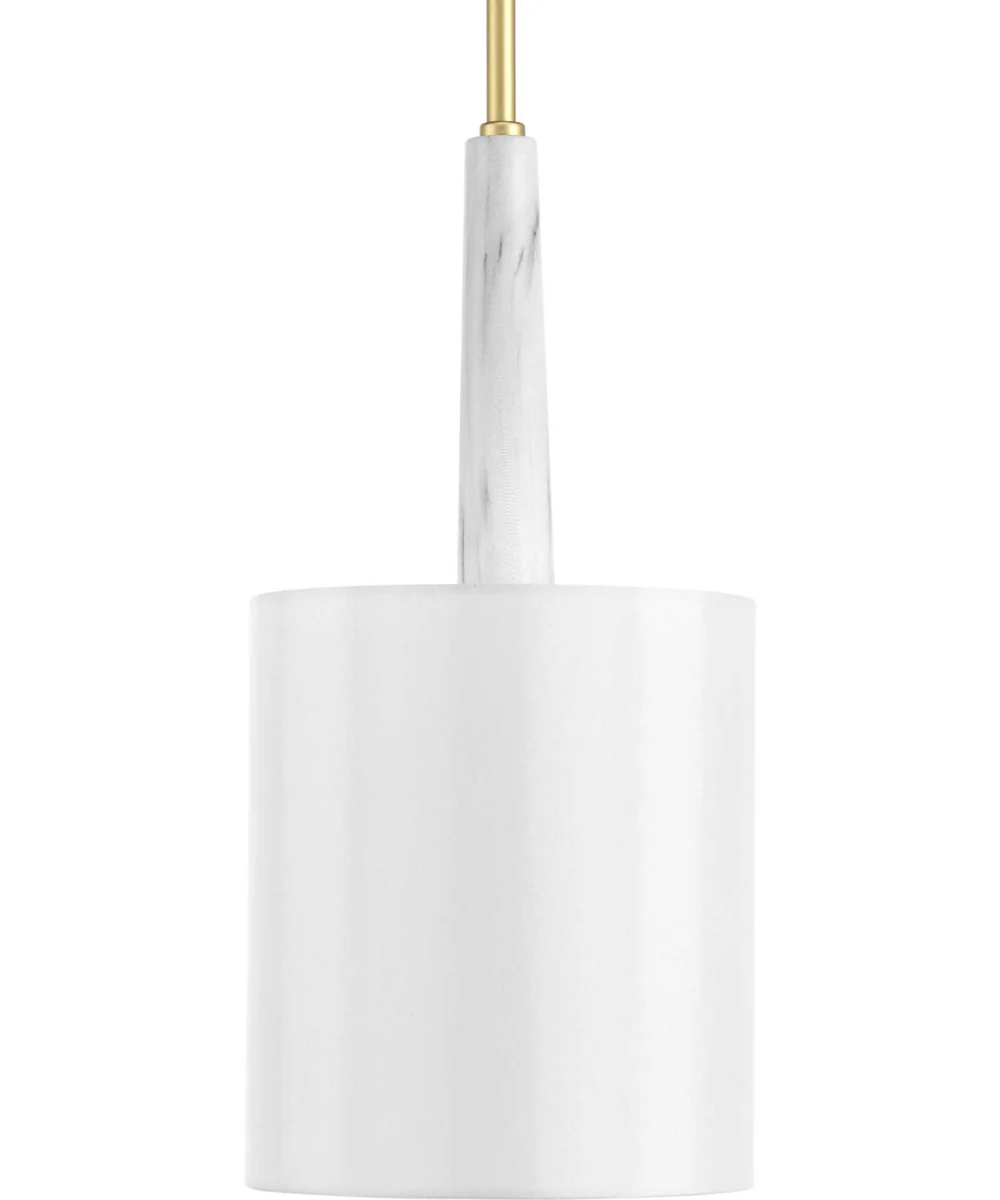 Palacio 1-Light White Silk Shade Luxe Pendant Light Vintage Gold