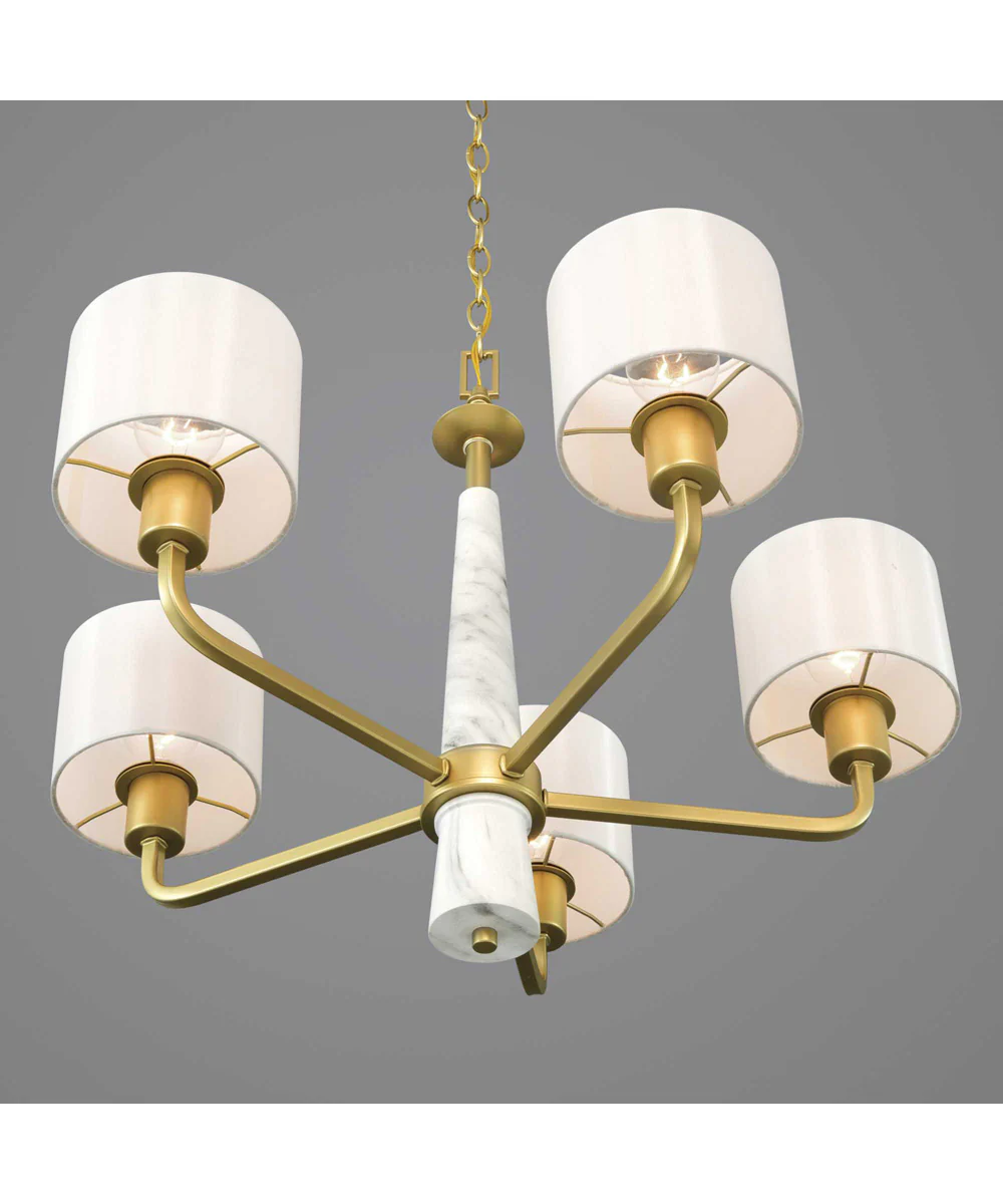 Palacio 5-Light White Silk Fabric Shade Luxe Chandelier Light Vintage Gold - Image 7