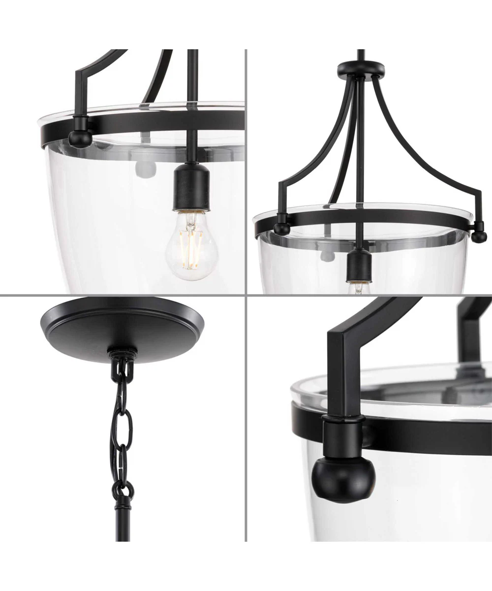 Parkhurst 1-Light New Traditional Clear Glass Pendant Light Matte Black - Image 2