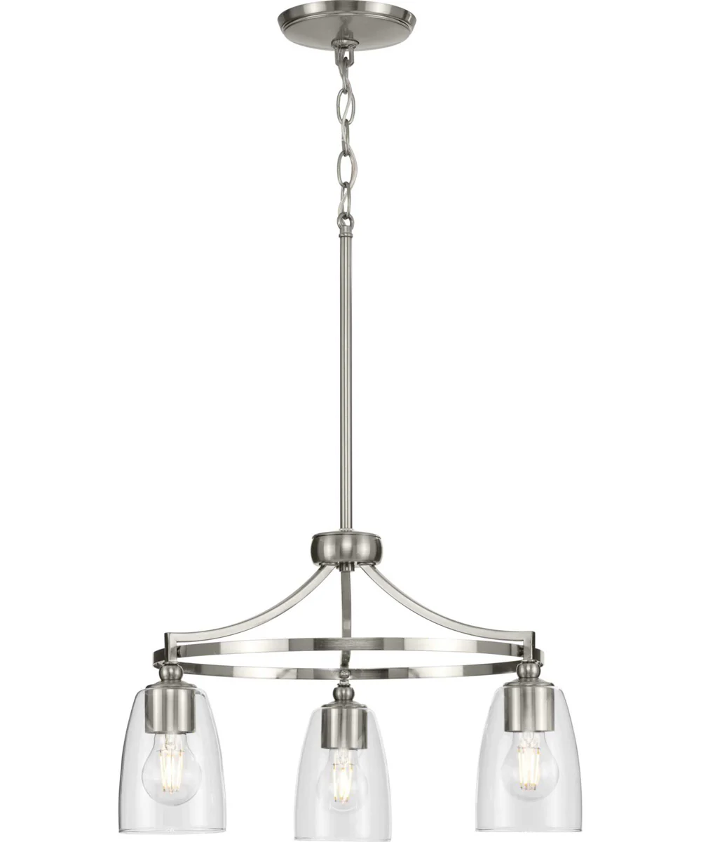 Parkhurst 3-Light New Traditional Clear Glass Chandelier Light Brushed Nickel - Image 3