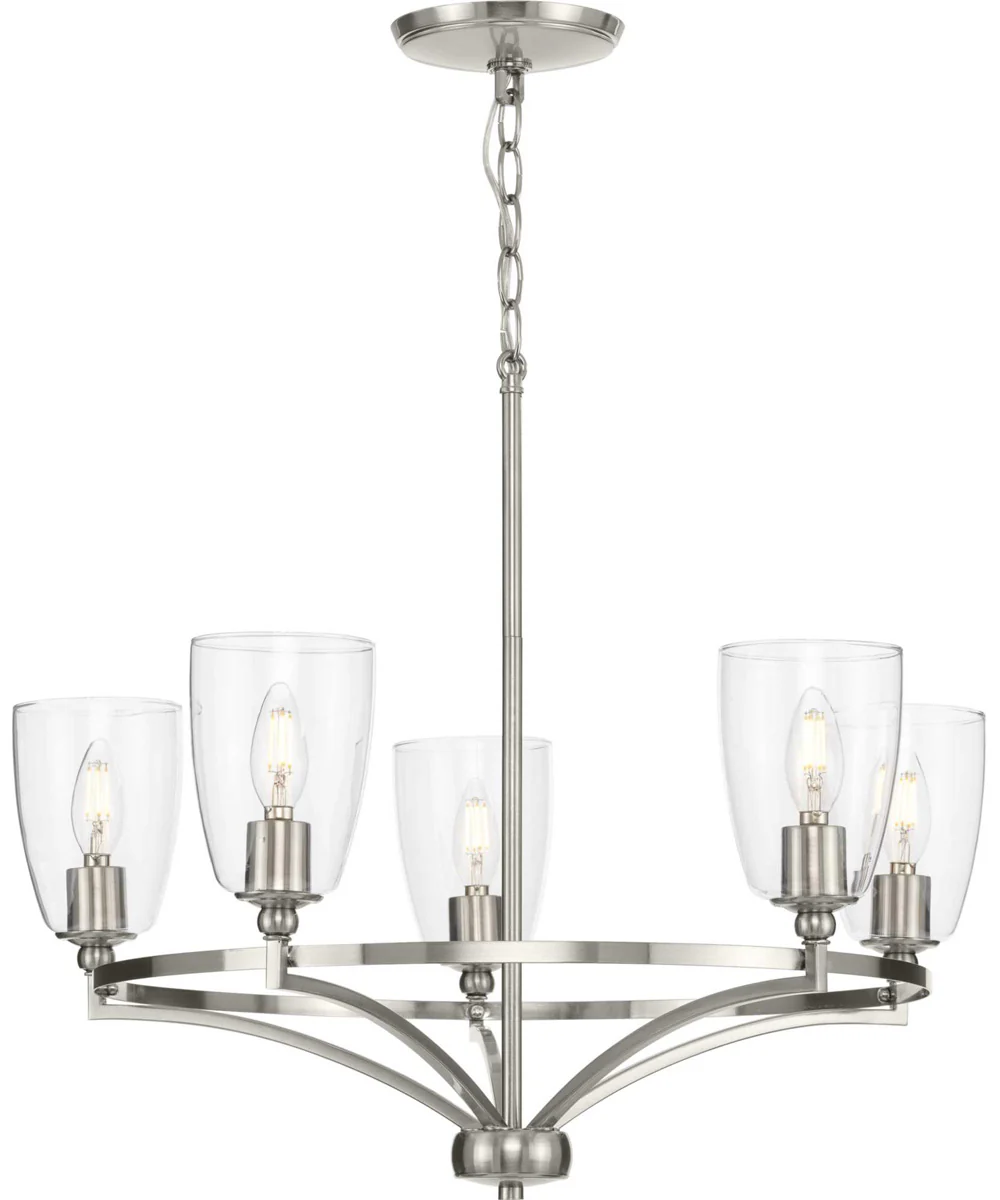 Parkhurst 5-Light New Traditional Clear Glass Chandelier Light Brushed Nickel - Image 3