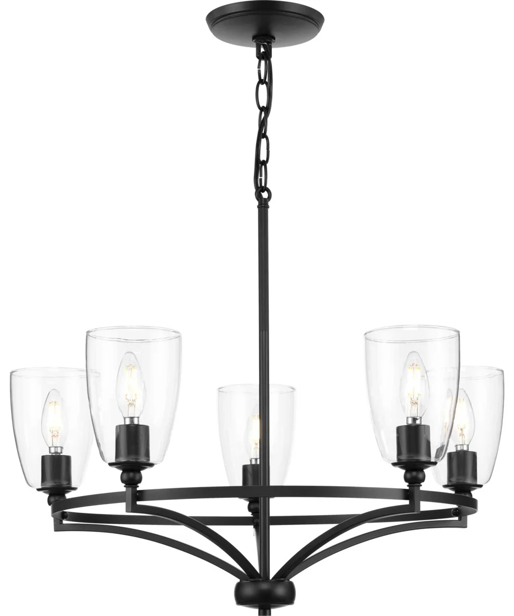 Parkhurst 5-Light New Traditional Clear Glass Chandelier Light Matte Black - Image 2