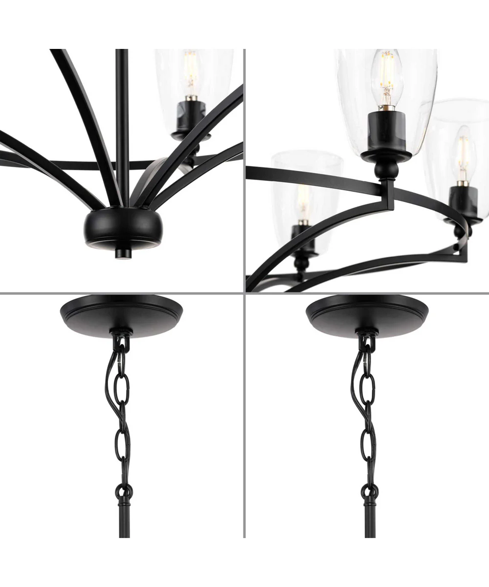 Parkhurst 6-Light New Traditional Clear Glass Chandelier Light Matte Black - Image 2