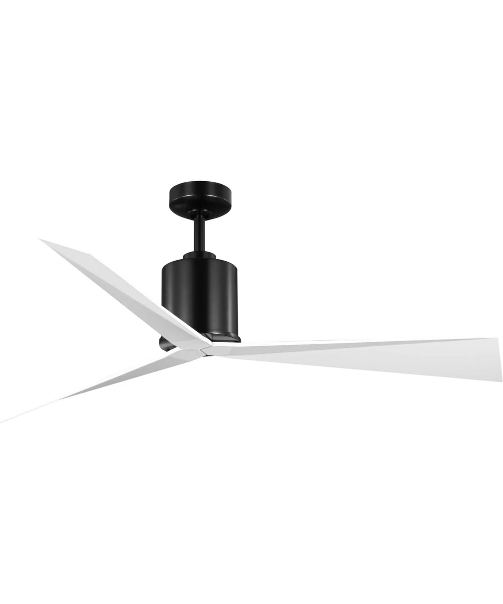 Paso 60-in 3-Blade with Matte White Blades Luxe Industrial Ceiling Fan with 3 Speed Remote Control with Wall Bracket Battery included Black