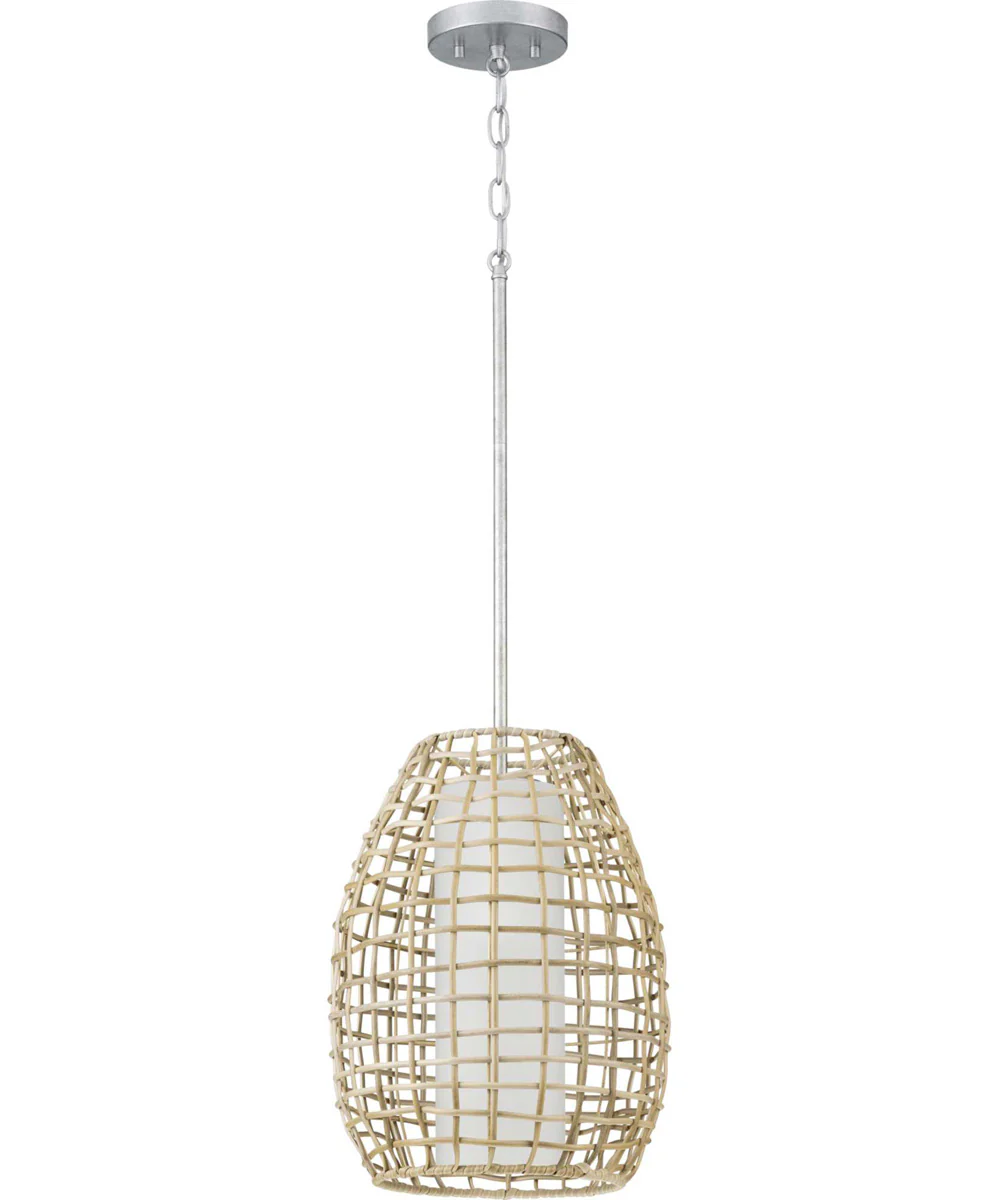 Pawley 1-Light Galvanized Natural Rattan Indoor/Outdoor Hanging Pendant Light Galvanized Finish - Image 3