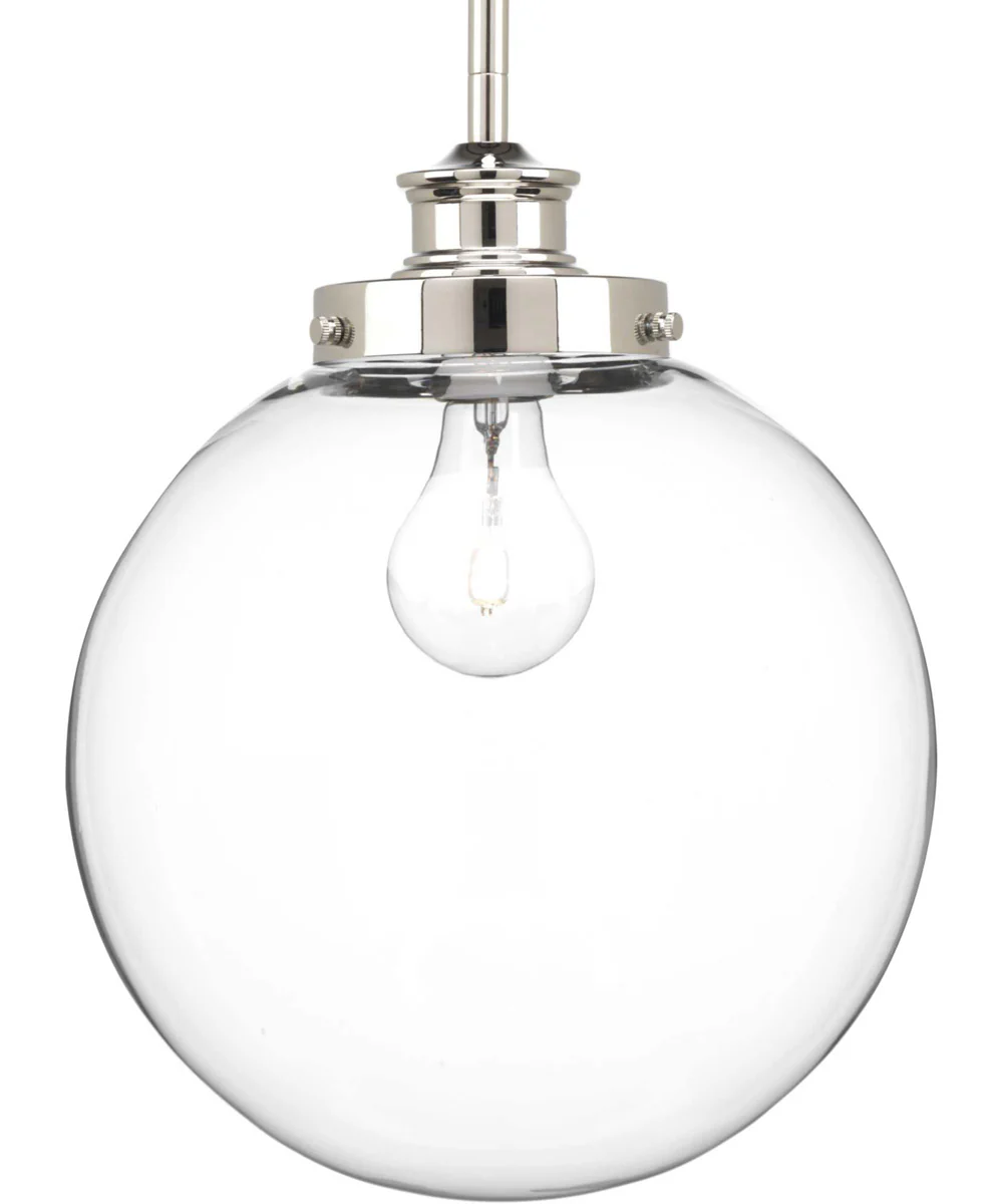 Penn 1-Light Clear Glass Farmhouse Pendant Light Polished Nickel
