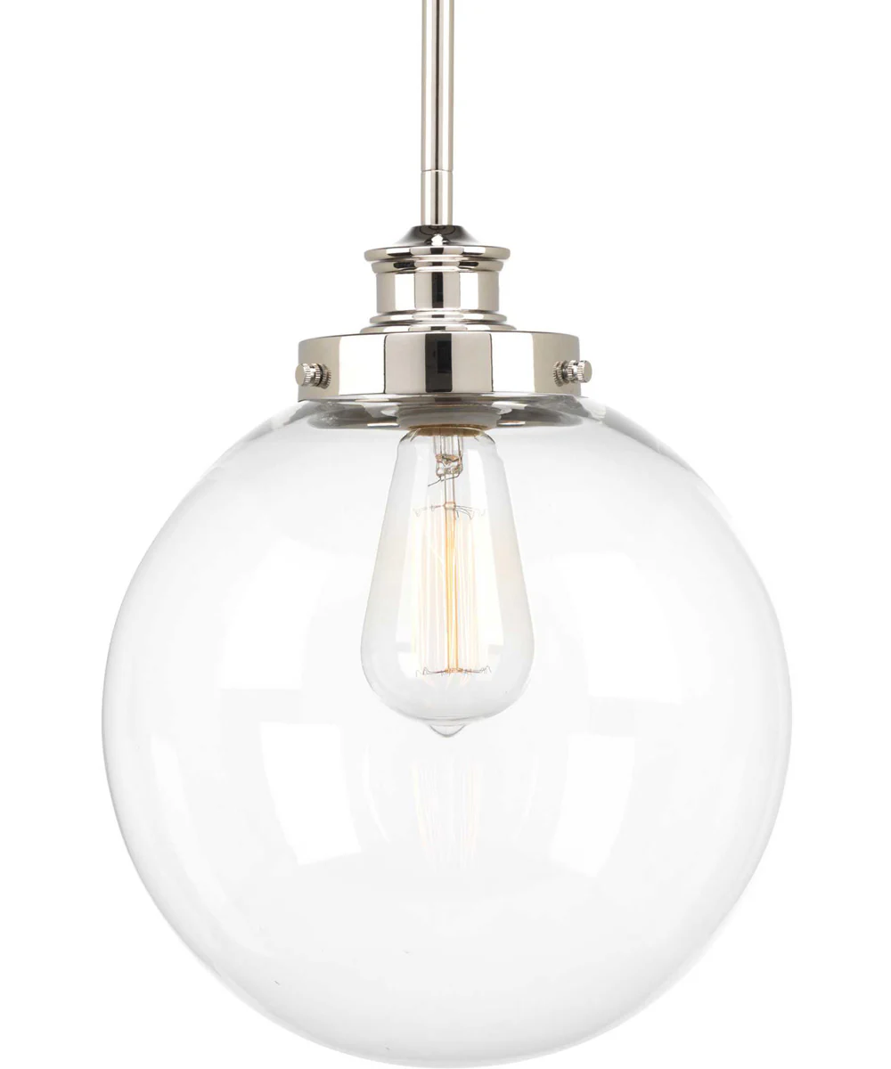 Penn 1-Light Clear Glass Farmhouse Pendant Light Polished Nickel - Image 4