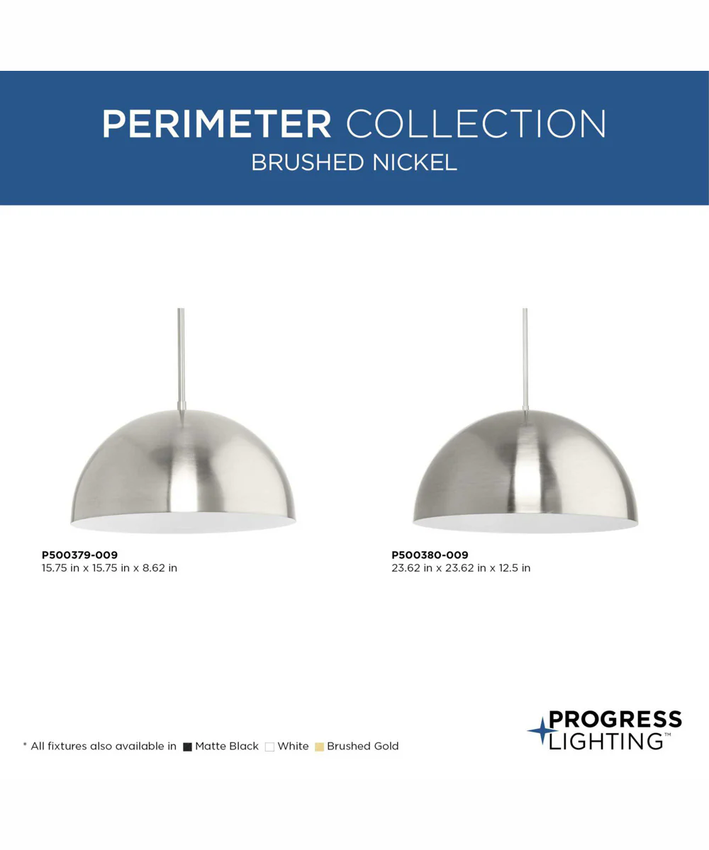 Perimeter 1-Light Mid-Century Modern Pendant with metal Shade Brushed Nickel - Image 6