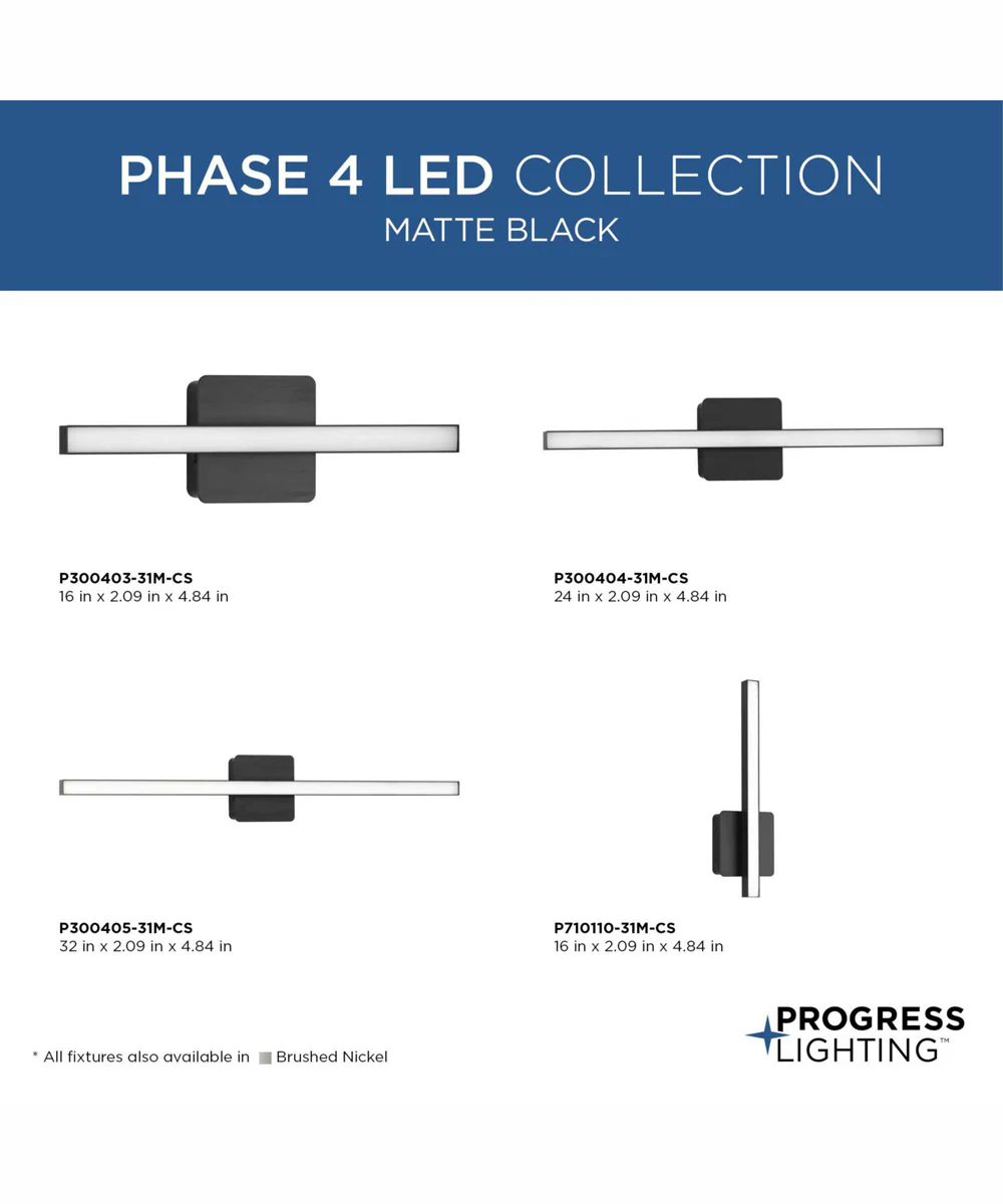 Phase 4 16 in. Small Modern Integrated 3CCT Integrated LED Linear Vanity Light Matte Black - Image 4