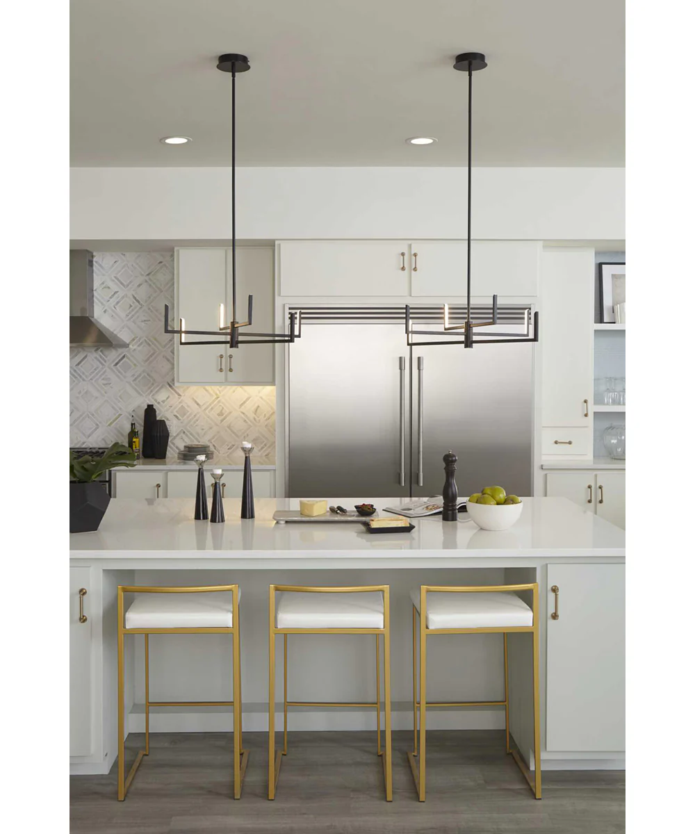 Pivot LED 6-Light Modern Style Chandelier with Downlight Matte Black - Image 2