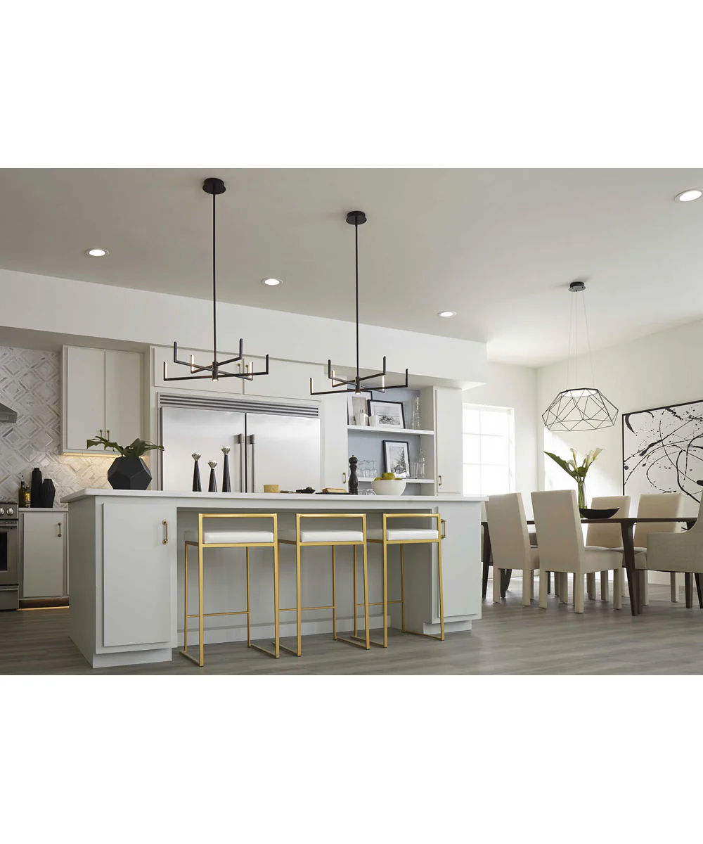 Pivot LED 6-Light Modern Style Chandelier with Downlight Matte Black - Image 3