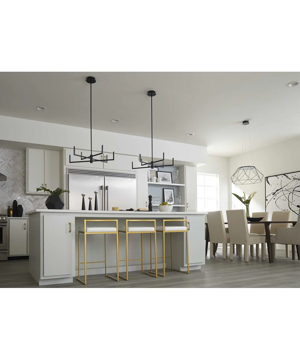 Pivot LED 6-Light Modern Style Chandelier with Downlight Matte Black - Image 5
