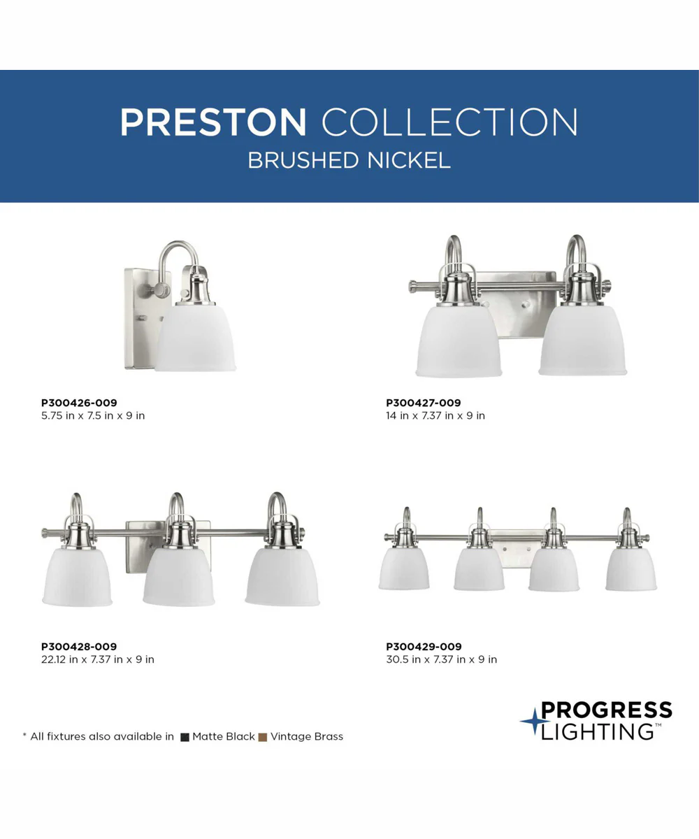 Preston 1-Light Coastal Bath Vanity Light Brushed Nickel - Image 10