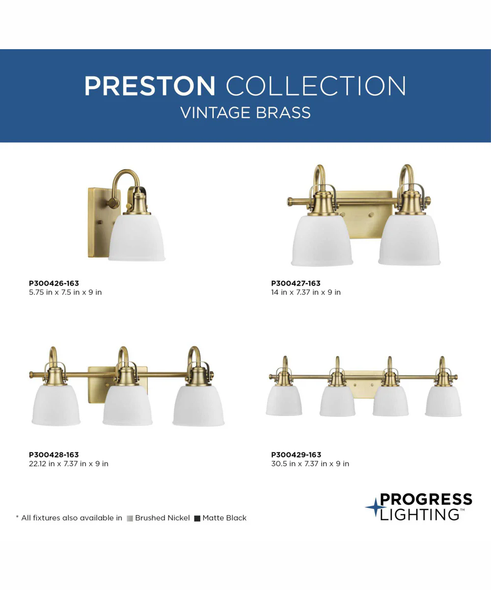 Preston 2-Light Coastal Bath Vanity Light Vintage Brass - Image 5