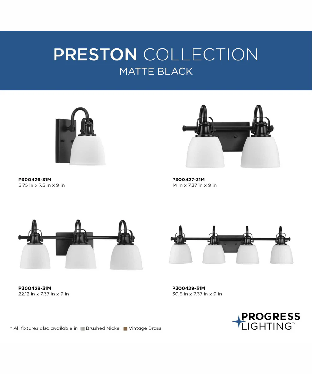 Preston 4-Light Coastal Bath Vanity Light Matte Black - Image 3