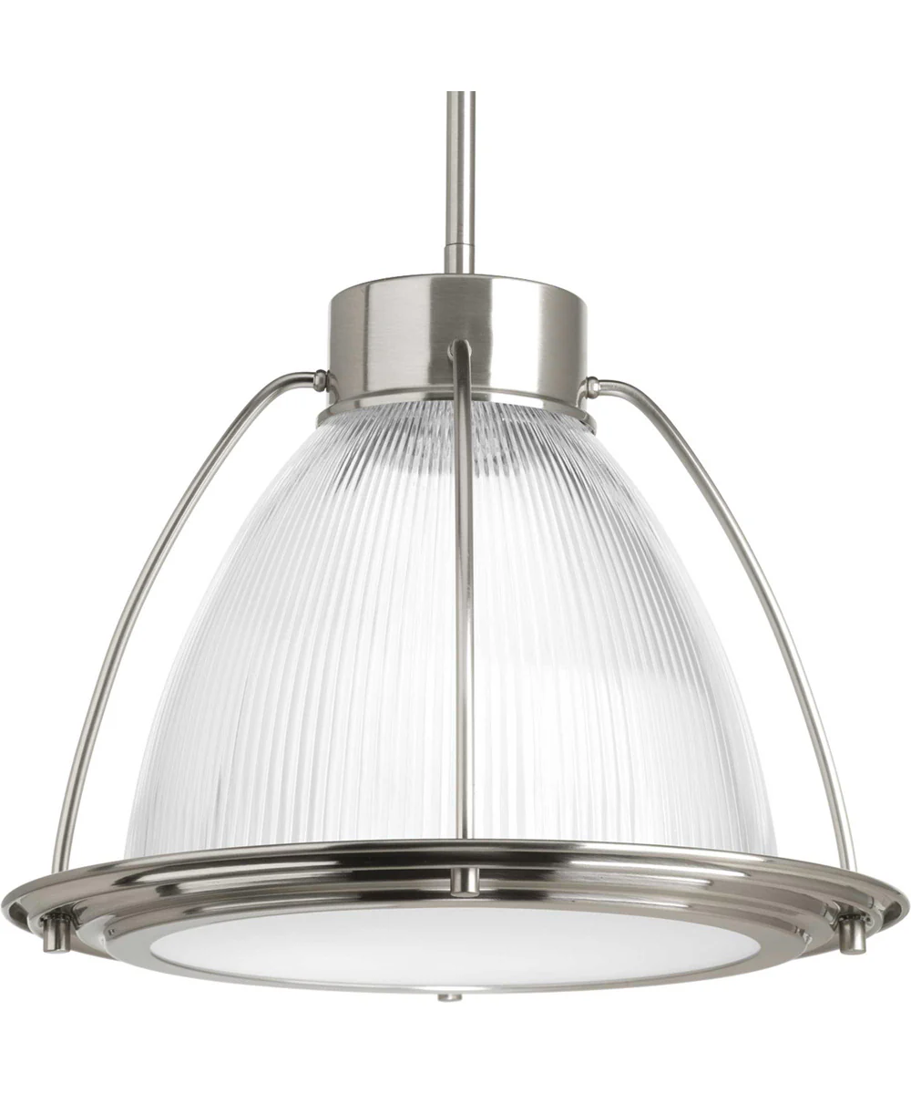 Prismatic Glass LED 1-Light Prismatic Glass Coastal Pendant Light Brushed Nickel