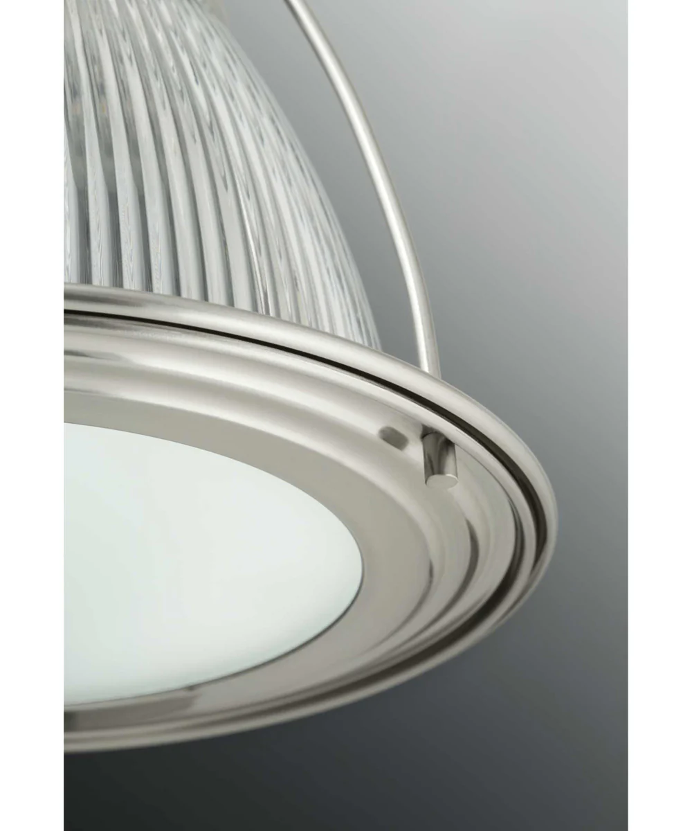 Prismatic Glass LED 1-Light Prismatic Glass Coastal Pendant Light Brushed Nickel - Image 4