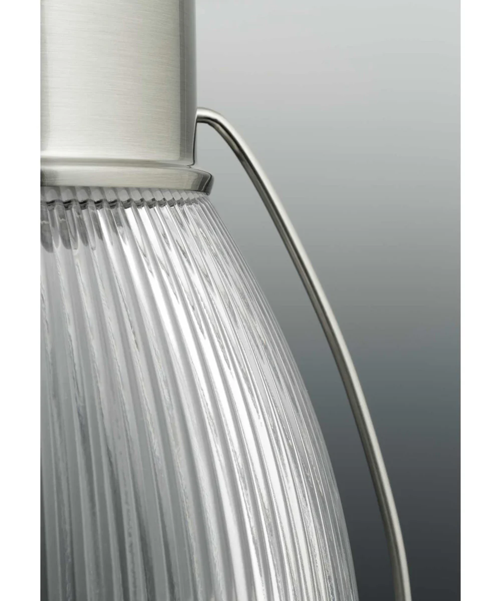 Prismatic Glass LED 1-Light Prismatic Glass Coastal Pendant Light Brushed Nickel - Image 5