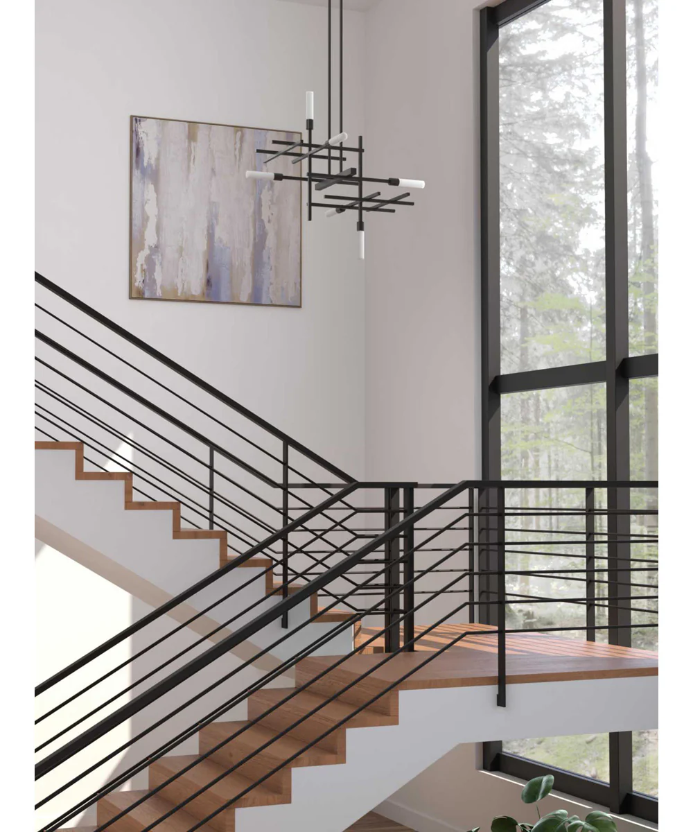 Quadrant LED 6-Light Modern Style Chandelier Light Matte Black - Image 3
