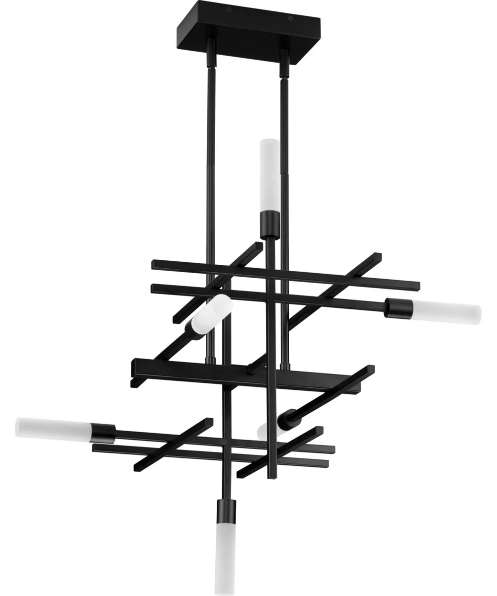 Quadrant LED 6-Light Modern Style Chandelier Light Matte Black - Image 4