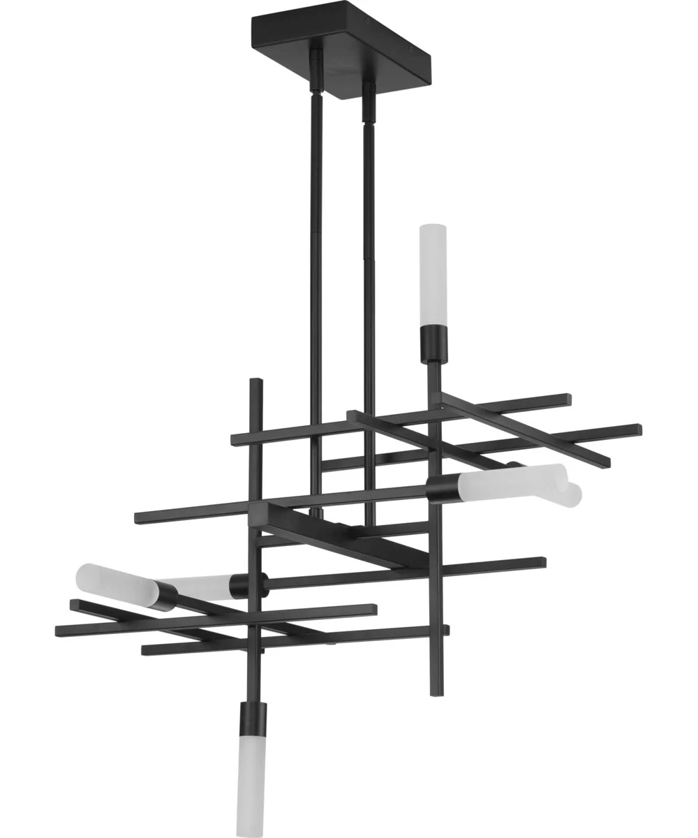 Quadrant LED 6-Light Modern Style Chandelier Light Matte Black - Image 5