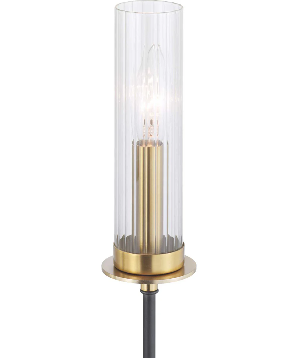 Rainey 5-Light Clear Fluted Ribbed Glass Modern Chandelier Light Graphite - Image 4
