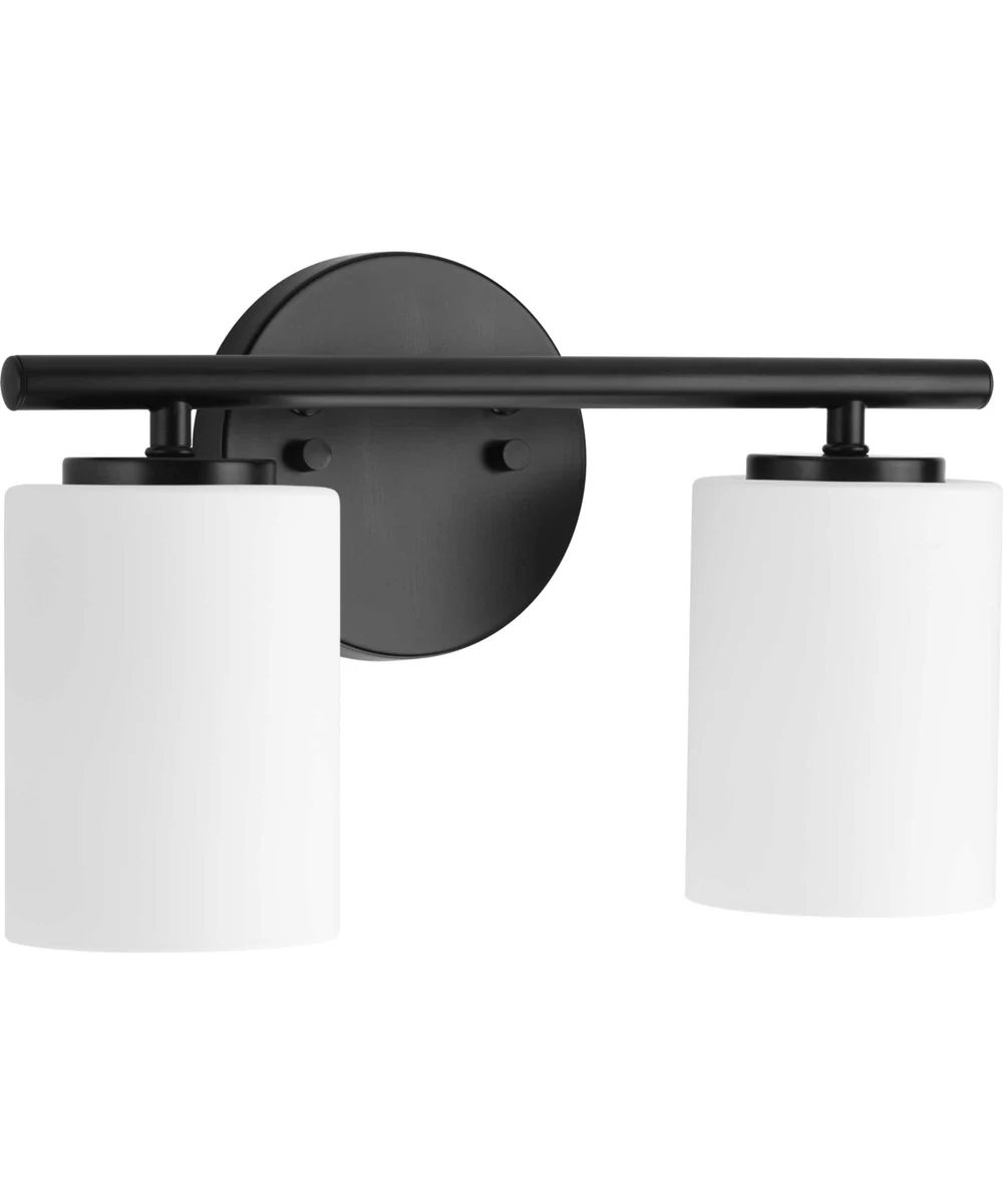 Replay 2-Light Etched Glass Modern Bath Vanity Light Textured Black - Image 3