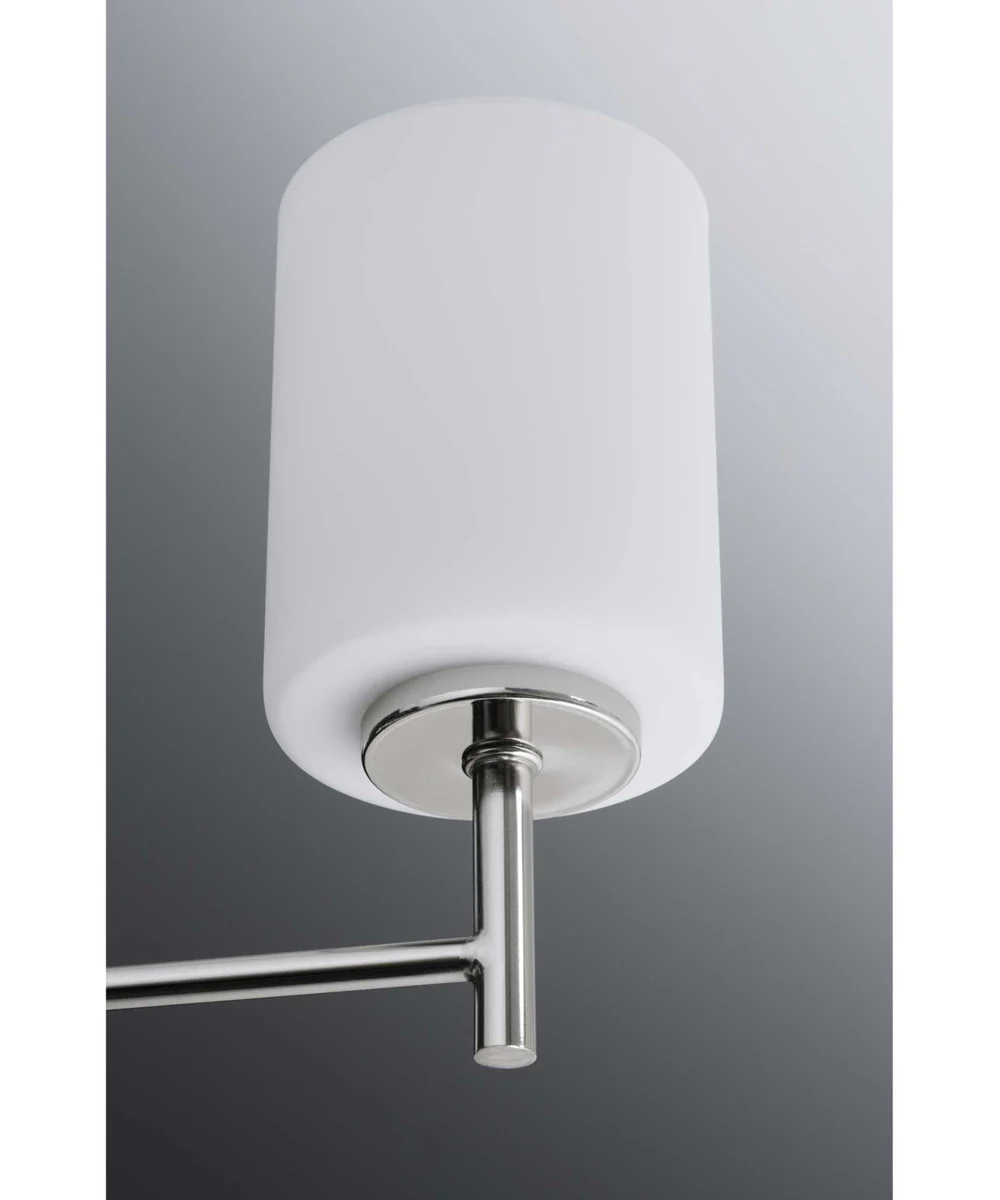 Replay 3-Light Etched White Glass Modern Chandelier Light Polished Nickel - Image 4