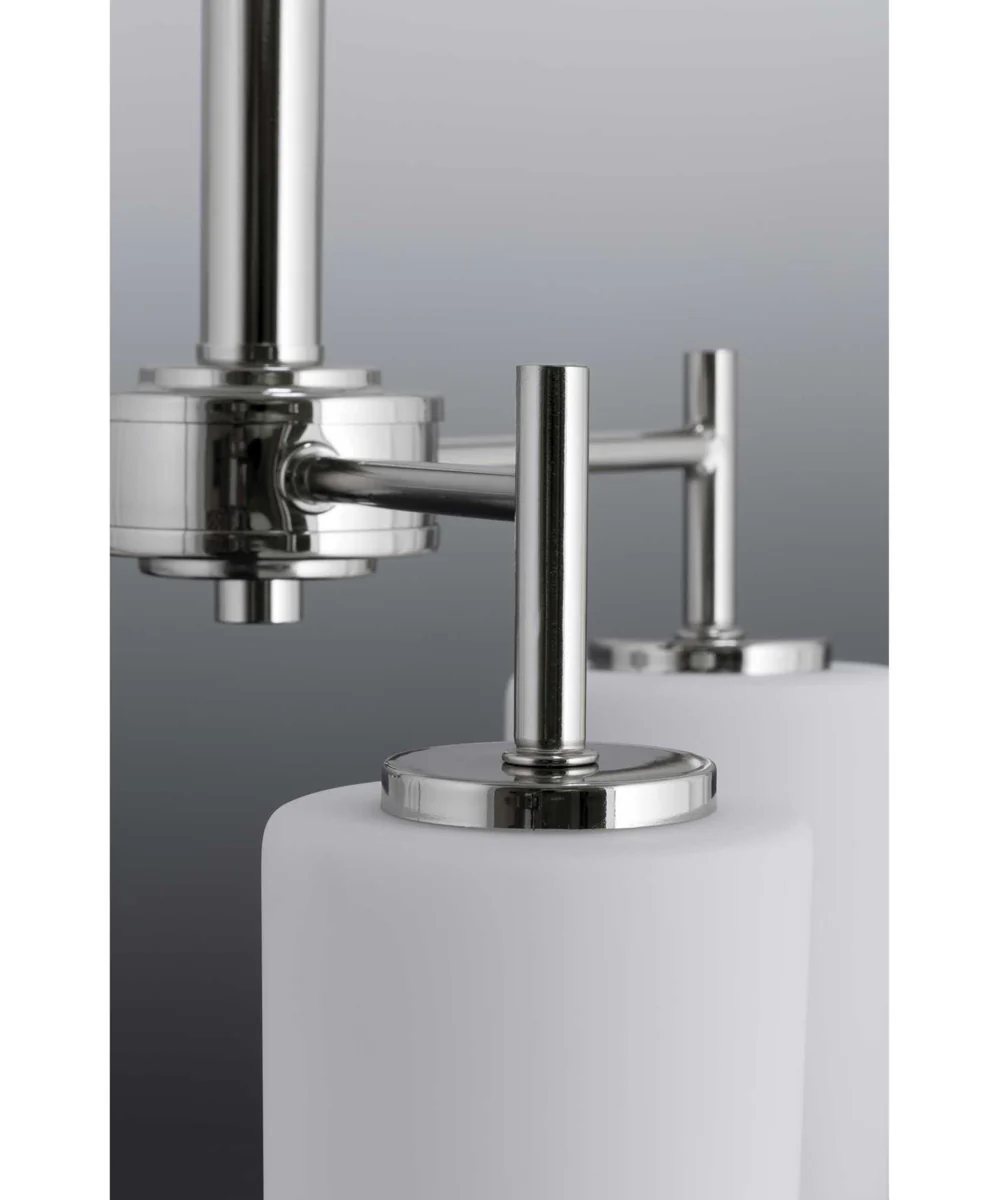 Replay 3-Light Etched White Glass Modern Chandelier Light Polished Nickel - Image 5