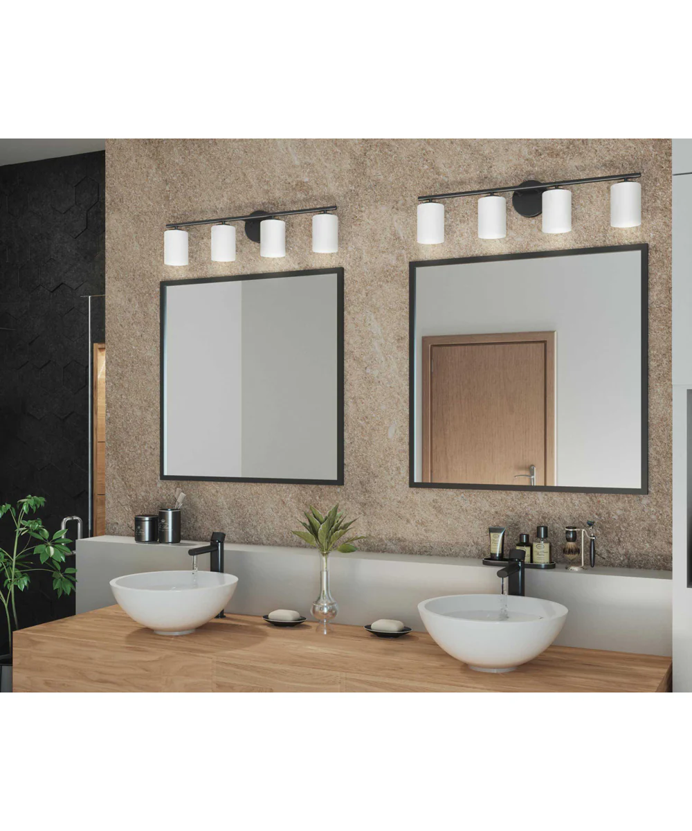 Replay 4-Light Etched Glass Modern Bath Vanity Light Textured Black - Image 3