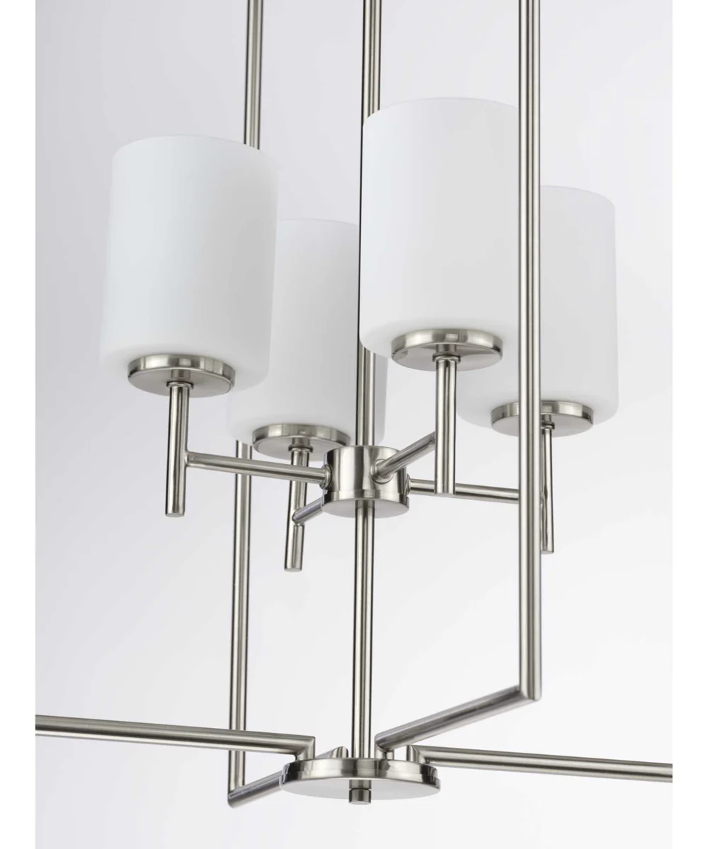 Replay 4-Light Etched White Glass Modern Pendant Light Brushed Nickel - Image 3