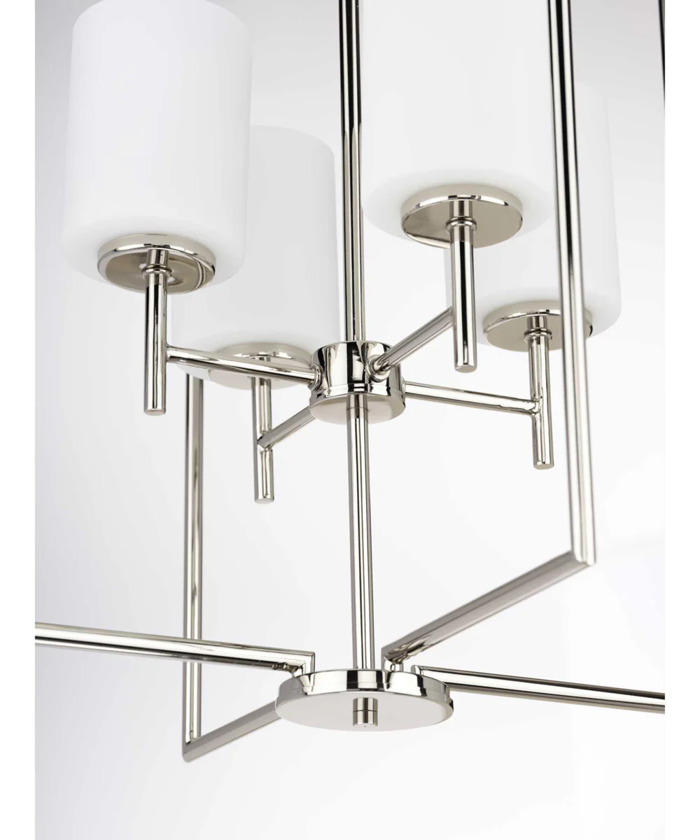Replay 4-Light Etched White Glass Modern Pendant Light Polished Nickel - Image 11