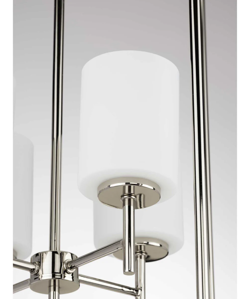 Replay 4-Light Etched White Glass Modern Pendant Light Polished Nickel - Image 4