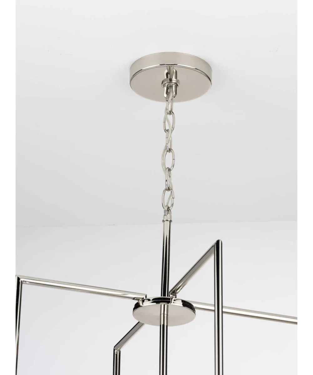 Replay 4-Light Etched White Glass Modern Pendant Light Polished Nickel - Image 9