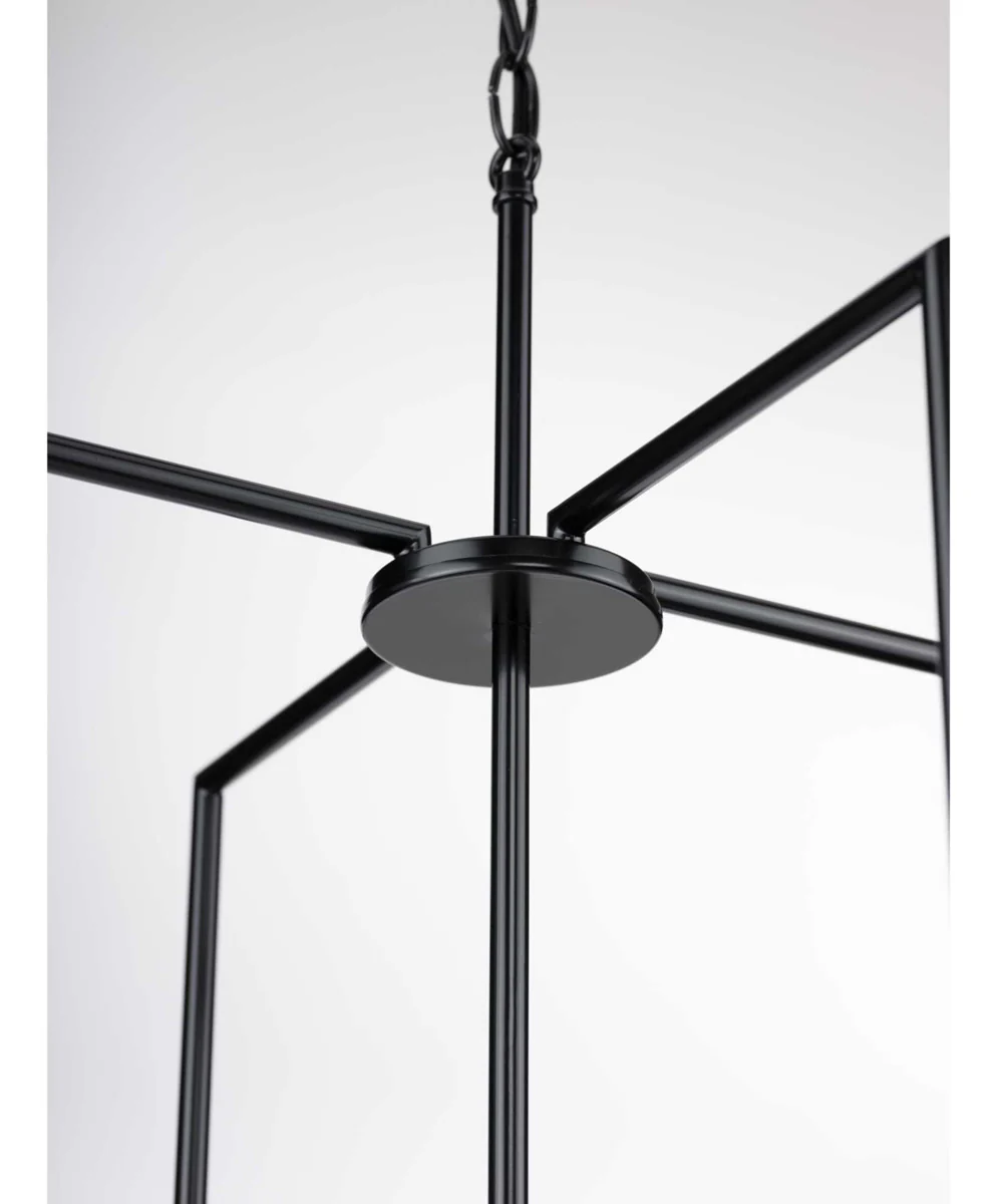 Replay 4-Light Etched White Glass Modern Pendant Light Textured Black - Image 2