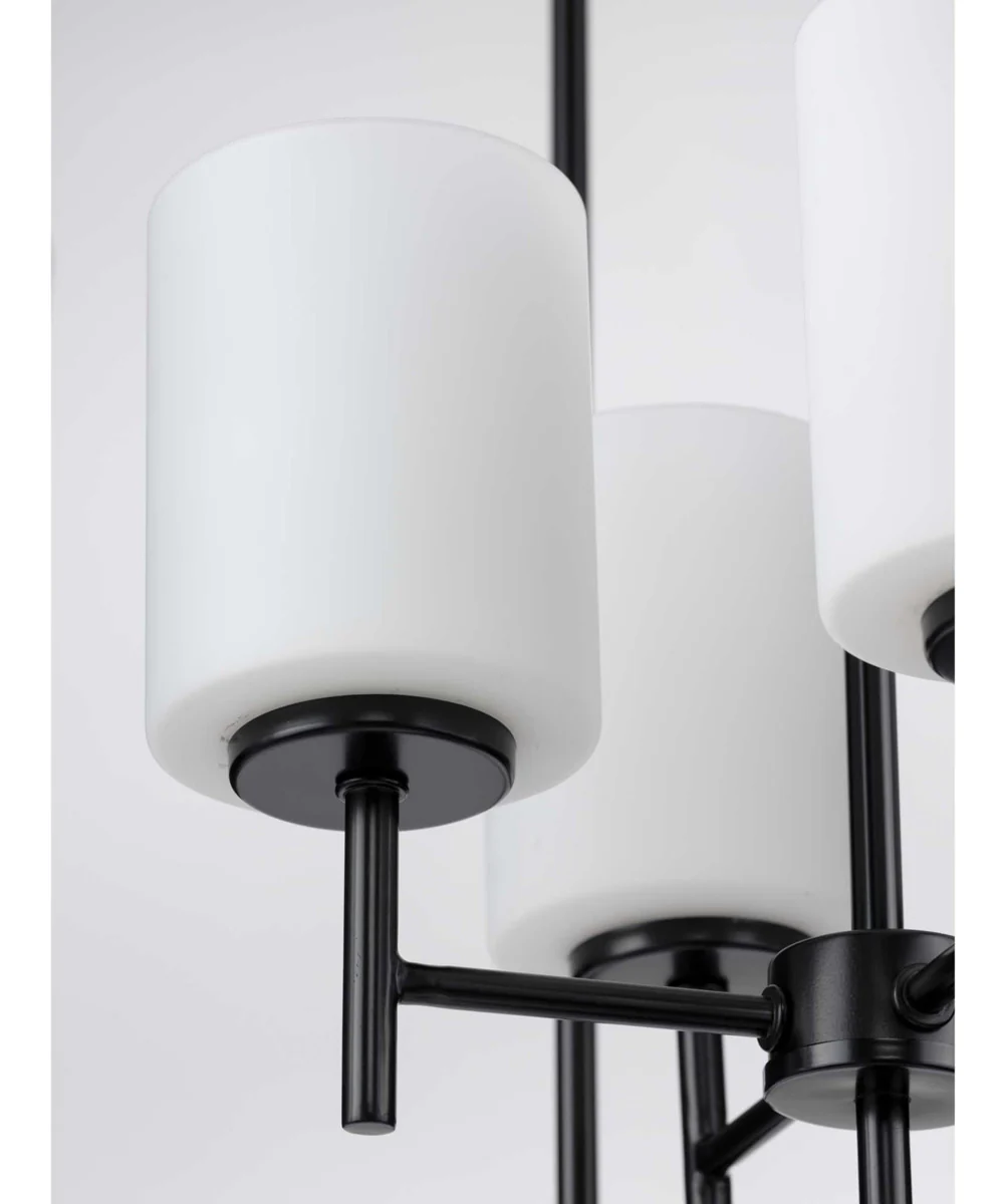 Replay 4-Light Etched White Glass Modern Pendant Light Textured Black - Image 3