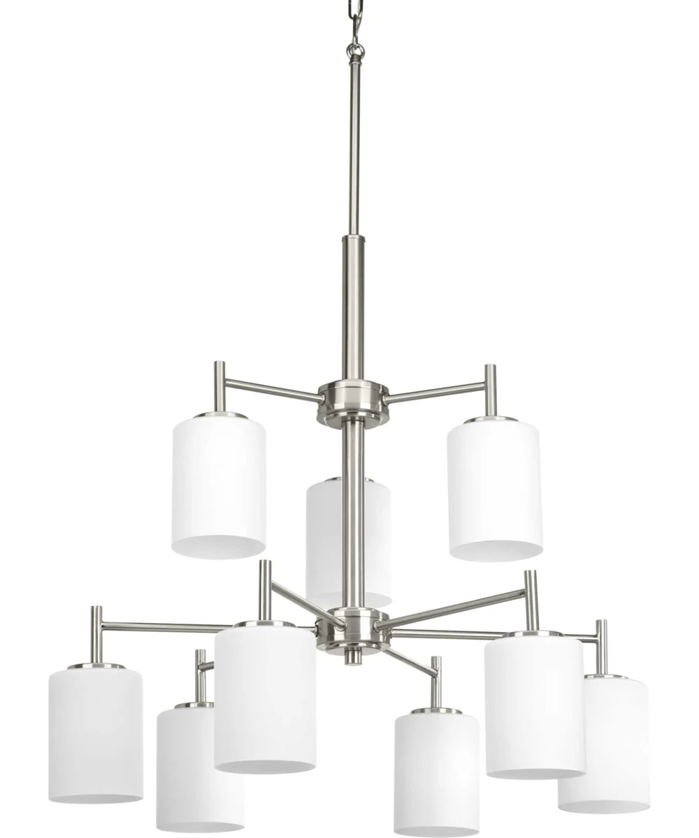 Replay 9-Light Etched Glass Modern Chandelier Light Brushed Nickel - Image 3