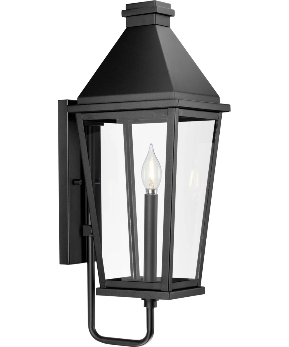 Richmond Hill 1-Light Clear Glass Modern Farmhouse Outdoor Medium Wall Lantern Textured Black