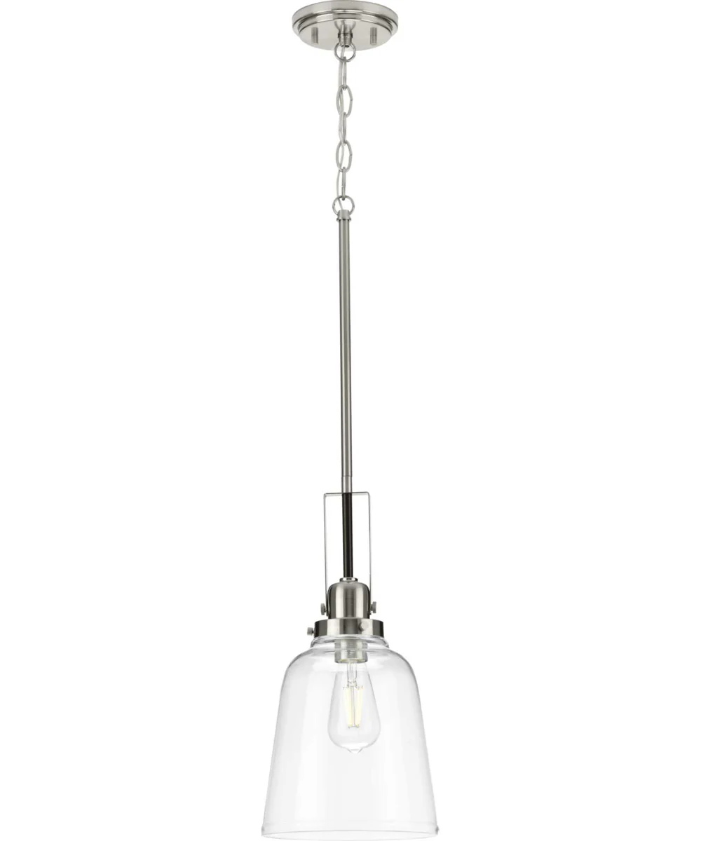 Rushton 1-Light Brushed Nickel/Black Clear Glass Industrial Style Hanging Pendant Light Brushed Nickel - Image 2