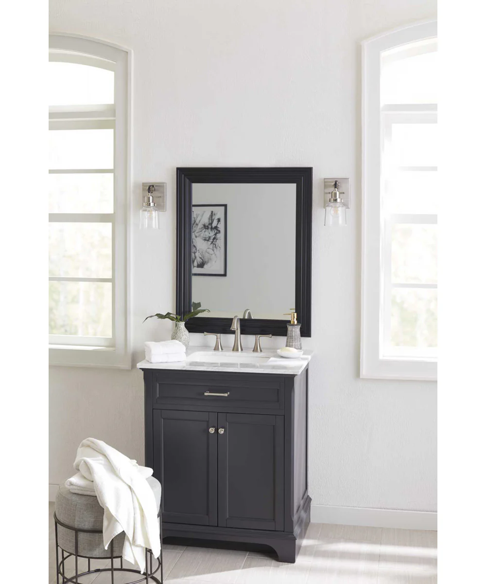 Rushton 1-Light Clear Glass Farmhouse Bath Vanity Light Brushed Nickel - Image 5