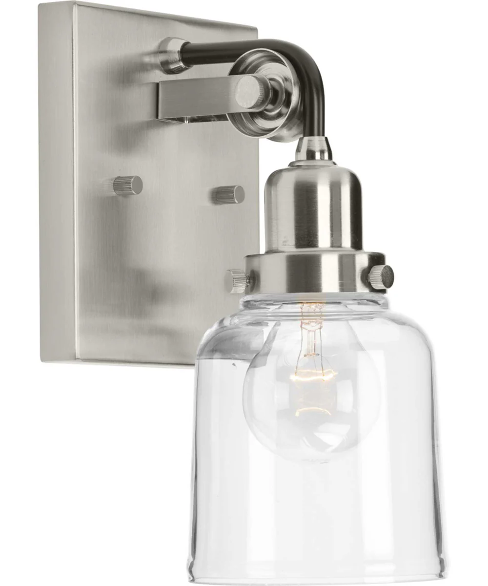 Rushton 1-Light Clear Glass Farmhouse Bath Vanity Light Brushed Nickel - Image 8