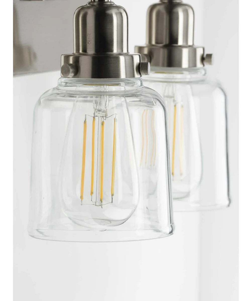 Rushton 2-Light Clear Glass Farmhouse Bath Vanity Light Brushed Nickel - Image 8