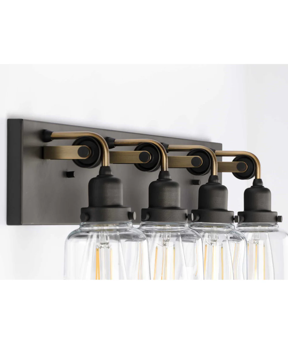 Rushton 4-Light Clear Glass Farmhouse Bath Vanity Light Graphite - Image 10
