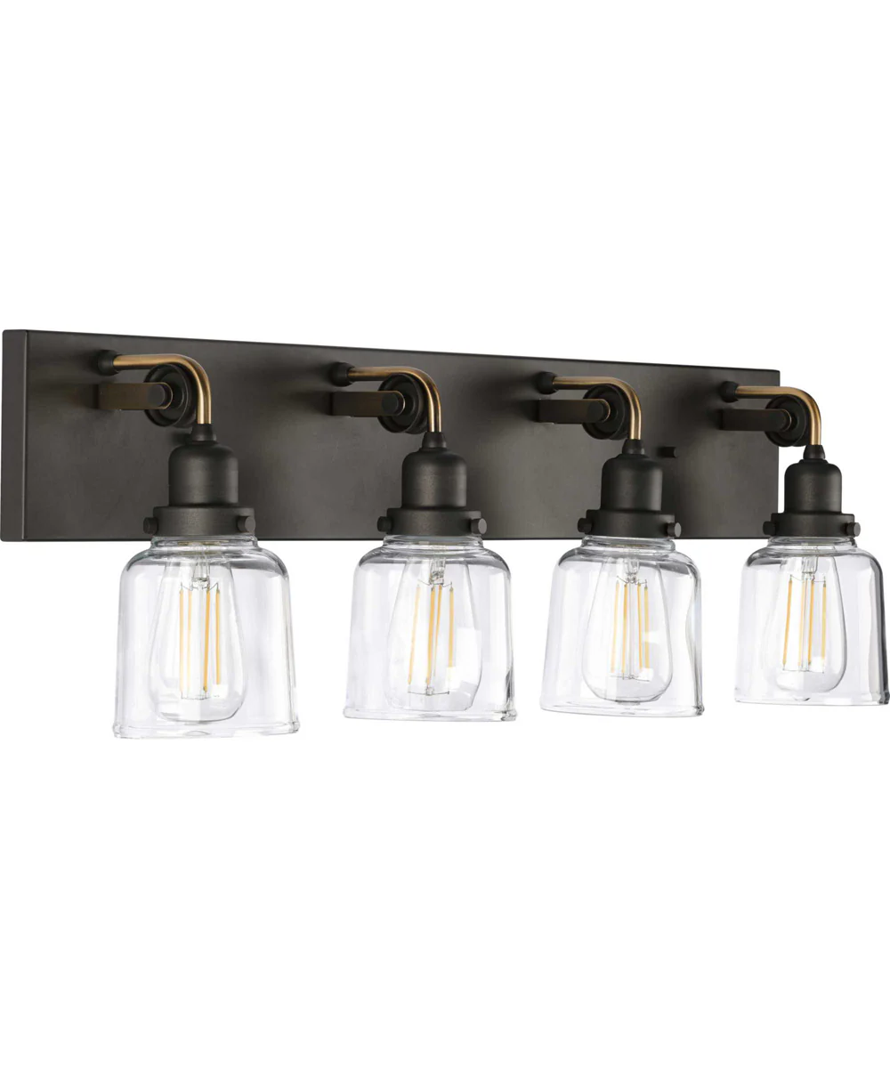 Rushton 4-Light Clear Glass Farmhouse Bath Vanity Light Graphite - Image 2