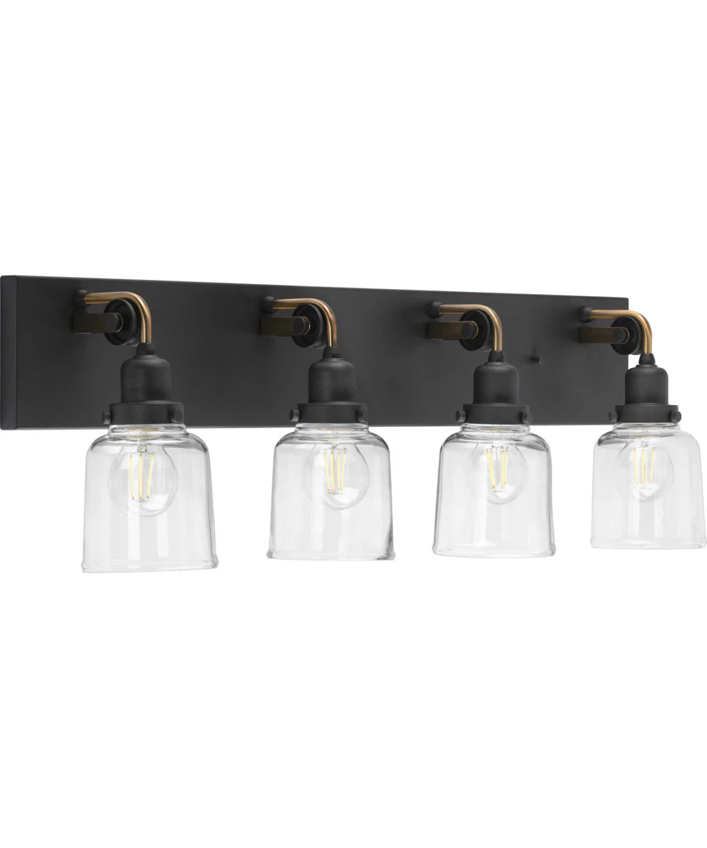 Rushton 4-Light Clear Glass Farmhouse Bath Vanity Light Graphite - Image 4