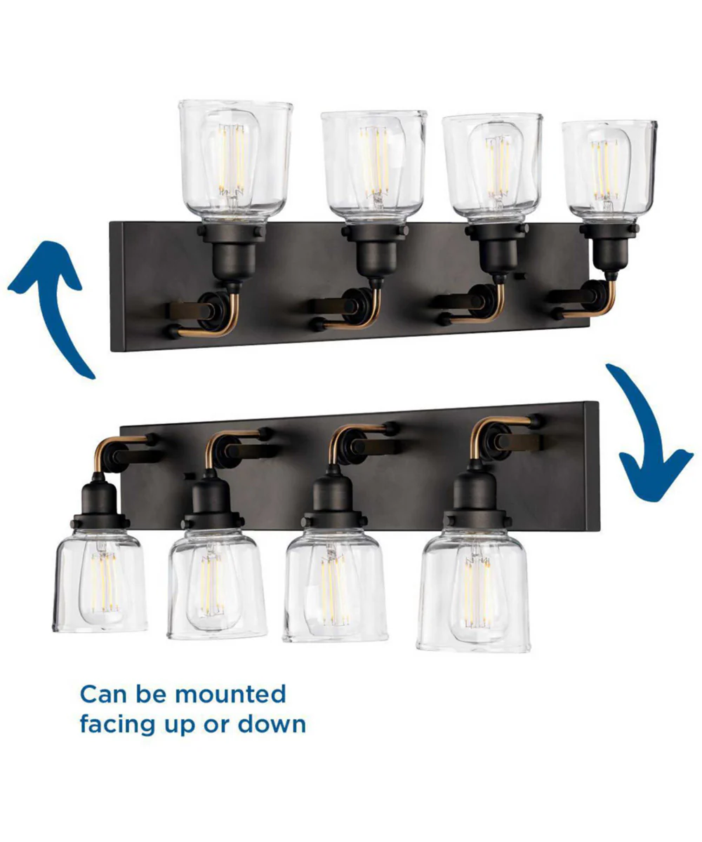 Rushton 4-Light Clear Glass Farmhouse Bath Vanity Light Graphite - Image 5